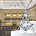 wholesale 925 Sterling Silver Freemason G Logo with Sun and Moon Pendant Necklace for Women & Men-0-2