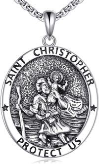 wholesale 925 Sterling Silver Saint Christopher Protect Us Pendant Necklace -St. Michael