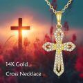 wholesale 14k Gold Cross Pendant With Green Heart Gemstone Necklace-0-6