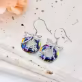 TOUPOP Sterling Silver Crystal Dragonfly Circle Dangle Drop Earrings-0-1