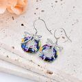 TOUPOP Sterling Silver Crystal Dragonfly Circle Dangle Drop Earrings-0-1