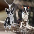 wholesale 925 Sterling Silver Black and White Cubic Zirconia Dog Pendant Necklace for Women-0-5
