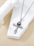 wholesale 925 Sterling Silver Cross Pendant Necklaces with Skull and Bones Charm s for Men/Women-0-5
