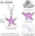 wholesale 925 Sterling Silver Pink Fire Opal Starfish Pendant Necklace Sea Life Jewelry for Women Girls 45cm Chain Length-0-3
