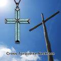 wholesale Sterling Silver Men s Black Cross Necklace with Turquoise Pendant-0-8