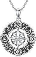 wholesale 925 Sterling Silver Compass Necklace - Travel Pendant Jewelry Inspiring Graduation Gift for Women & Girls-0-0