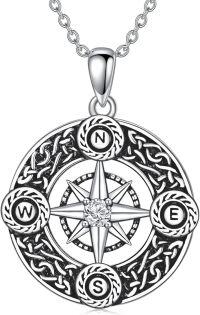 wholesale 925 Sterling Silver Compass Necklace - Travel Pendant Jewelry Inspiring Graduation Gift for Women & Girls-Celtic style