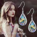 wholesale 925 Sterling Silver Teardrop Abalone Shell Flower Tree Of Life Dangle Earrings For Women-0-1