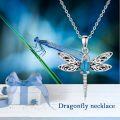 wholesale 925 Sterling Silver Turquoise Dragonfly Pendant Necklace for Women Girls  45cm Chain Length-0-3