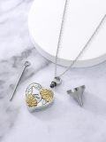 wholesale Silver Heart Hummingbird Sunflower Urn Necklace for Ashes - 925 Sterling Silver & Gold Plated Pendant with Moonstone and Turquoise Elements-0-3