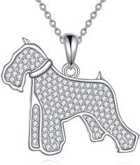 wholesale 925 Sterling Silver Cubic Zirconia-Cut Schnauzer Dog Pendant Necklace for Women Gifts-S-Schnauzer
