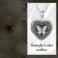 wholesale 925 Sterling Silver Butterfly & Flowers Photo Locket Pendant with Chain - Holds Pictures Inside for Women Girls -0-5