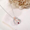wholesale 925 Sterling Silver Heart-Shaped Animal Pendant with Red Crystal and Engraved Message - Perfect Gift for Women & Lovers-0-2