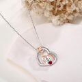 wholesale 925 Sterling Silver Heart-shaped Love Pendant With Two Cute Bears And Red Heart-0-2