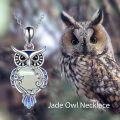 wholesale 925 Sterling Silver Blue and Green Stone Owl Filigree Pendant Necklace for Women-0-5