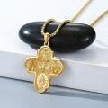 wholesale Gold 925 Sterling Silver Catholic Cross Medal Necklace Pendant with Religious Figures and Jesus Christ Design -0-1