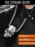 wholesale 925 Sterling Silver Top Hat Skull Pendant Necklace for Men Gothic s-0-4