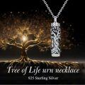 wholesale TOUPOP Tree Of Life Urn Necklaces For Ashes, Cylinder Bar Urn Necklace Sterling Silver Family Tree Keepsake Necklace For Ashes Memorial Cremation Jewelry For Ashes Gifts For Women Mom Wife Sister -0-1