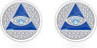 wholesale 925 Sterling Silver Blue Enamel CZ Evil Eye Stud Earrings for Women Girls Gifts 6mm Diameter-white gold plated