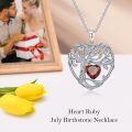 TOUPOP Sterling Silver Ruby Tree Of Life Pendant Necklace-0-3