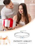 wholesale 925 Sterling Silver Infinity Blue Crystal Double-Strand Ankle Anklet for Women Gifts-0-1