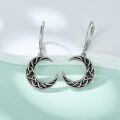 wholesale 925 Sterling Silver Crescent Moon & Star Leverback Drop Earrings with Egyptian Eye of Horus Design-0-3