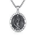 wholesale 925 Sterling Silver Santa Muerte Triple Moon Witch Knot Skull Cowboy Pendant Necklace-0-0