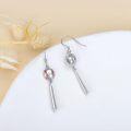 wholesale 925 Sterling Silver Baseball Drop Earrings with Red Stitching and Long Bar Pendant-0-3
