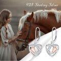 wholesale 925 Sterling Silver Horse Head in Heart Shape Dangle Earrings for Women-0-1