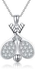 wholesale 925 Sterling Silver Tennis Racket & Ball Sporty Pendant Necklace for Women Girls-0-0