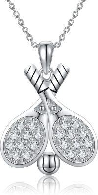 wholesale 925 Sterling Silver Tennis Racket & Ball Sporty Pendant Necklace for Women Girls-Tennis necklace