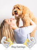wholesale 925 Sterling Silver Heart-Shaped Dog Stud Earrings with Cubic Zirconia - Gift for Dog Moms & Pet Lovers-0-2