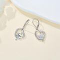 wholesale 925 Sterling Silver Black Cat in Heart Shape Drop Earrings with Cubic Zirconia Stones for Women Girls  4cm Long-0-2