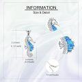 wholesale 925 Sterling Silver Blue Opal Sea Horse Pendant Necklace for Women Girls  45cm Chain Length-0-2