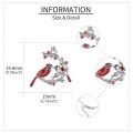 wholesale 925 Sterling Silver Red Cardinal Birds On Branch Pendant Necklace With Cubic Zirconia-0-4