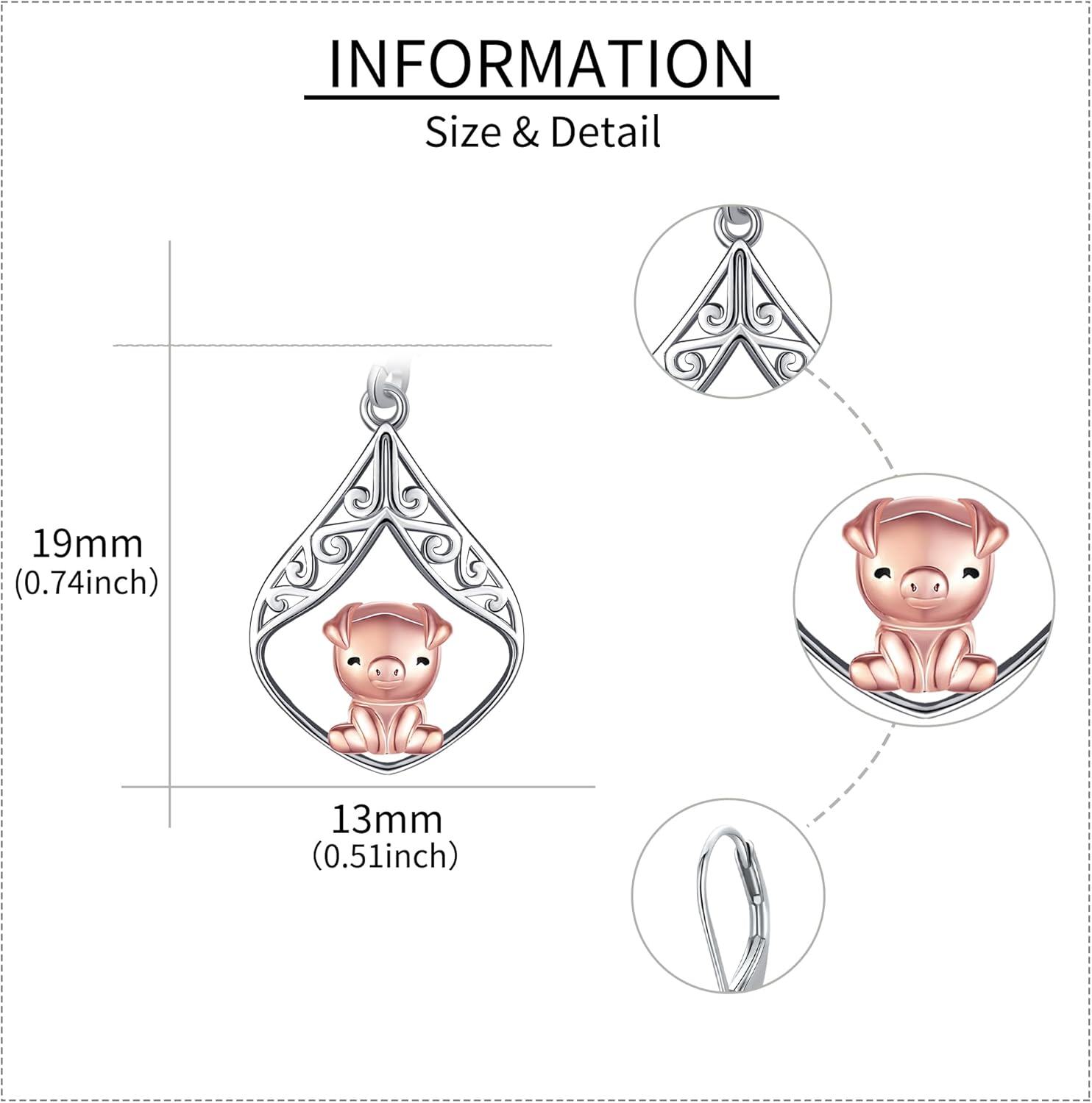 wholesale 925 Sterling Silver Pig Filigree Teardrop Leverback Dangle Earrings for Women Girls Gifts 4cm Long-0-4