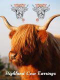 wholesale 925 Sterling Silver Highland Cow Head Bow Tie Flower Stud Earrings - Mother's Day Gift-0-3