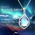 wholesale 925 Sterling Silver Teardrop Blue Moonstone Pendant Necklaces for Women Birthdays Gifts Jewelry Accessories 48 Chain Length-0-4
