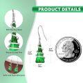 wholesale 925 Sterling Silver Green Crystal Christmas Tree Shape Dangle Earrings for Women-0-2