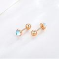 wholesale 925 Sterling Silver Rose Gold Plated Round Blue Moonstone Stud Earrings-0-2