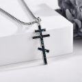 wholesale 925 Sterling Silver Obsidian & Malachite Saint Michael's Cross Pendant for Men-0-3