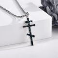 wholesale 925 Sterling Silver Obsidian & Malachite Saint Michael's Cross Pendant for Men-0-3