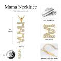 wholesale 925 Sterling Silver Mama Letters Pendant Necklace With Cubic Zirconia-0-3