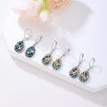 wholesale 925 Sterling Silver Honeycomb Bee Abalone Shell Teardrop Leverback Earrings-0-2