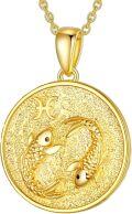 wholesale Gold 925 Sterling Silver Pisces Zodiac Sign Pendant Necklace for Women-0-2