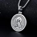 wholesale 925 Sterling Silver Oxidized Matte Orthodox Saint Pendant Necklace  with Chain for Men & Women-0-1
