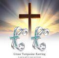 wholesale  925 Sterling Silver & Turquoise Cross Ear Cuff Non-Pierced Cartilage Clip-On Helix Earrings for Women Faith Fashion Jewelry Gift-0-5