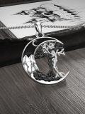 wholesale 925 Sterling Silver Black Onyx Tree of Life Love Couples Pendant Necklace 43mm-0-3