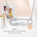 wholesale 925 Sterling Silver Hypoallergenic S925 Mom Safety Pin Necklace with White Gold Plating, Nickel-Free, Lead-Free, Cadmium-Free, Gift for Mother's Day-0-3