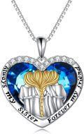 wholesale 925 Sterling Silver Blue Crystal Heart Pendant Necklace Gifts for Sisters and Daughters-0-0